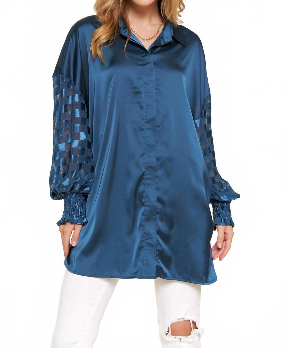 NEW AND THE WHY women's check top in teal